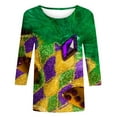 thumbnail image 4 of Mardi Gras Tops T-shirt Blouse for Womens,Womens 3/4 Sleeves Round Neck Mardi Gras Printed Casual T-shirt Purple XL, 4 of 5