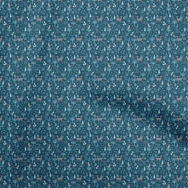 oneOone Polyester Spandex Teal Blue Fabric Animal Craft Projects Decor Fabric Printed By The Yard 56 Inch Wide