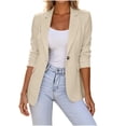 thumbnail image 2 of IUYRTFE Women's Single-Button Notched Lapel Slim Fit Blazer – Solid Color Long Sleeve Casual Suit Jacket for Office Work and Daily Wear, 2 of 4