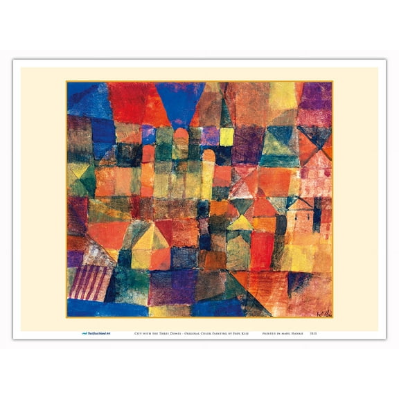 City with the Three Domes - From an Original Color Painting by Paul Klee c.1914 - Master Art Print (Unframed) 9in x 12in