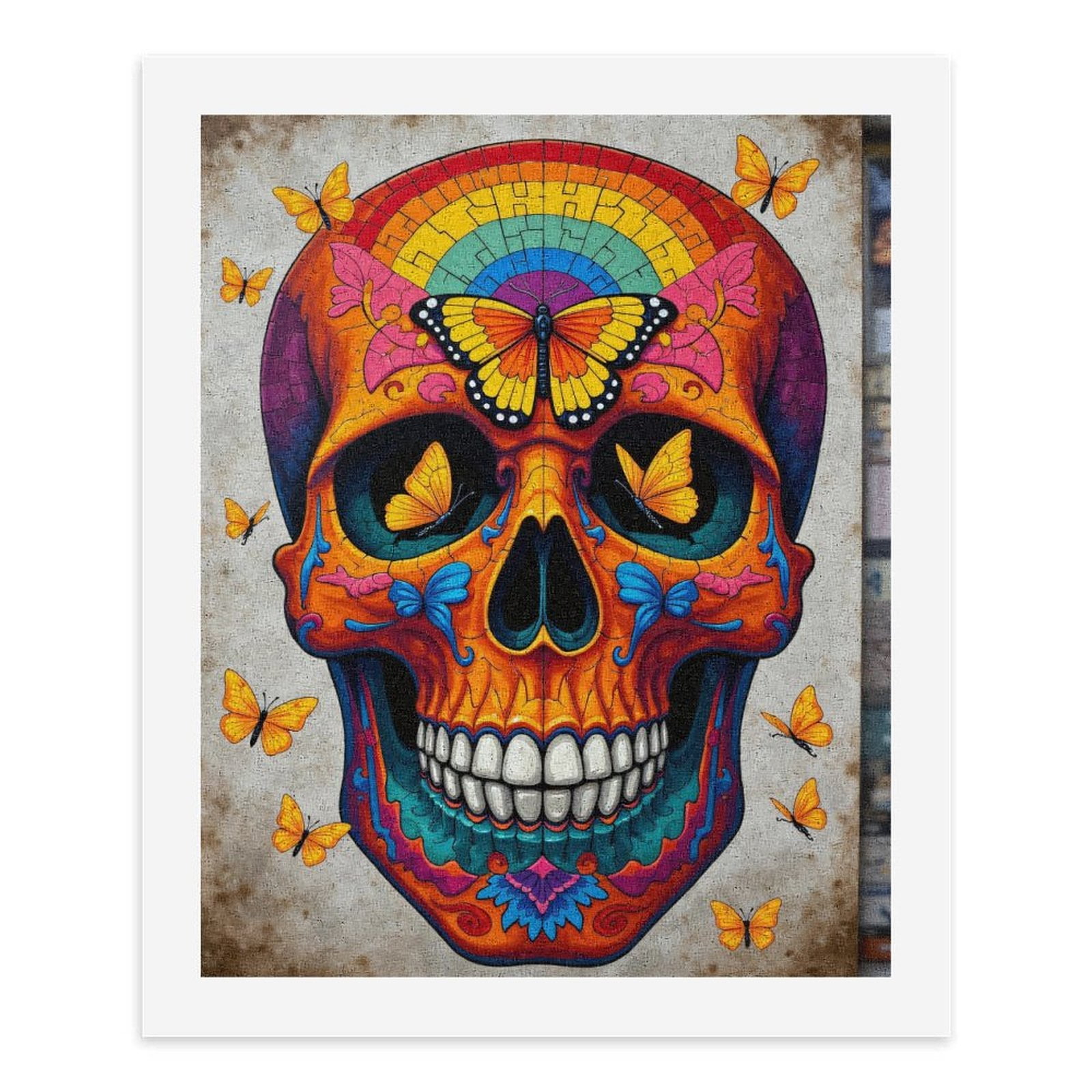 Paint By Numbers Kit for Adults Beginner - DIY Colorful Skull Art With Butterflies Canvas Painting Kits for Adults, Frameless Paint By Number for Adults for Home Wall Decor 16x20 Inch
