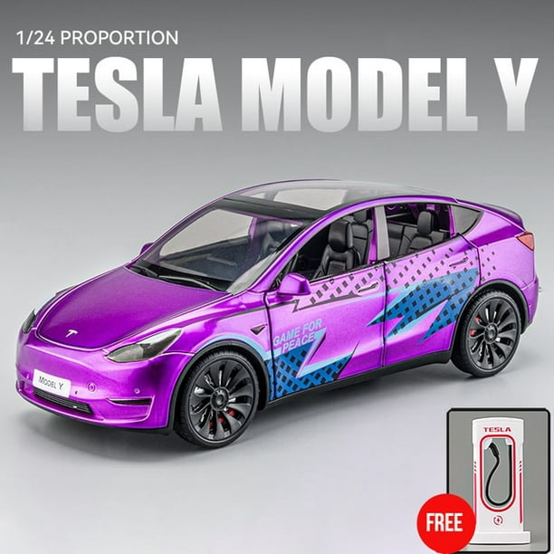 Mini Auto 1: 24 Simulation Tesla Modèle Y Suv Alliage Voitures Joue