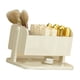 thumbnail image 2 of Organizador de cosméticos con múltiples ranuras para lápiz labial, brochas de maquillaje, lápiz de cejas, aretes, color blanco lechoso., 2 of 12