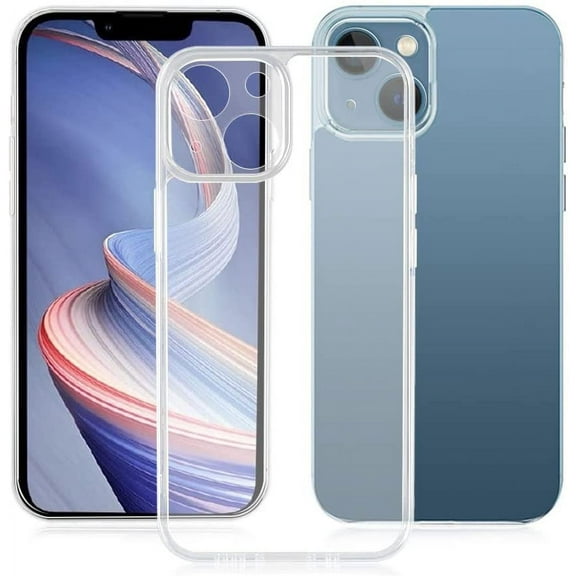 SOATUTO For iPhone 13 Mini Clear Phone Case Transparent Shockproof Crystal Clear Shock-Absorption Corners Matt Hard Back with Soft Edge Compatible for iPhone 13 Mini Case 5.4 Inch 2021 - Clear