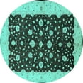 thumbnail image 1 of Ahgly Company Indoor Round Oriental Turquoise Blue Traditional Area Rugs, 5' Round, 1 of 4