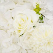 Miumaeov Artificial Roses Flower Panels Silk Fabric Floral Wall Backdrop Mats for Wedding Engagement Party Event Decor 15x15 White 12PCS