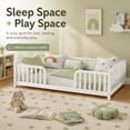 thumbnail image 6 of Miniyam Twin Kids Floor Bed with Guardrails, Pine Wood Montessori Bed Frame with Rounded Opening, White, 6 of 8