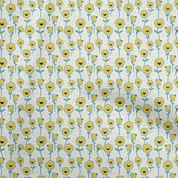 oneOoneCottonPoplinWhiteFabricKidsFloralCraftProjectsDecorFabricPrintedByTheYard56InchWide