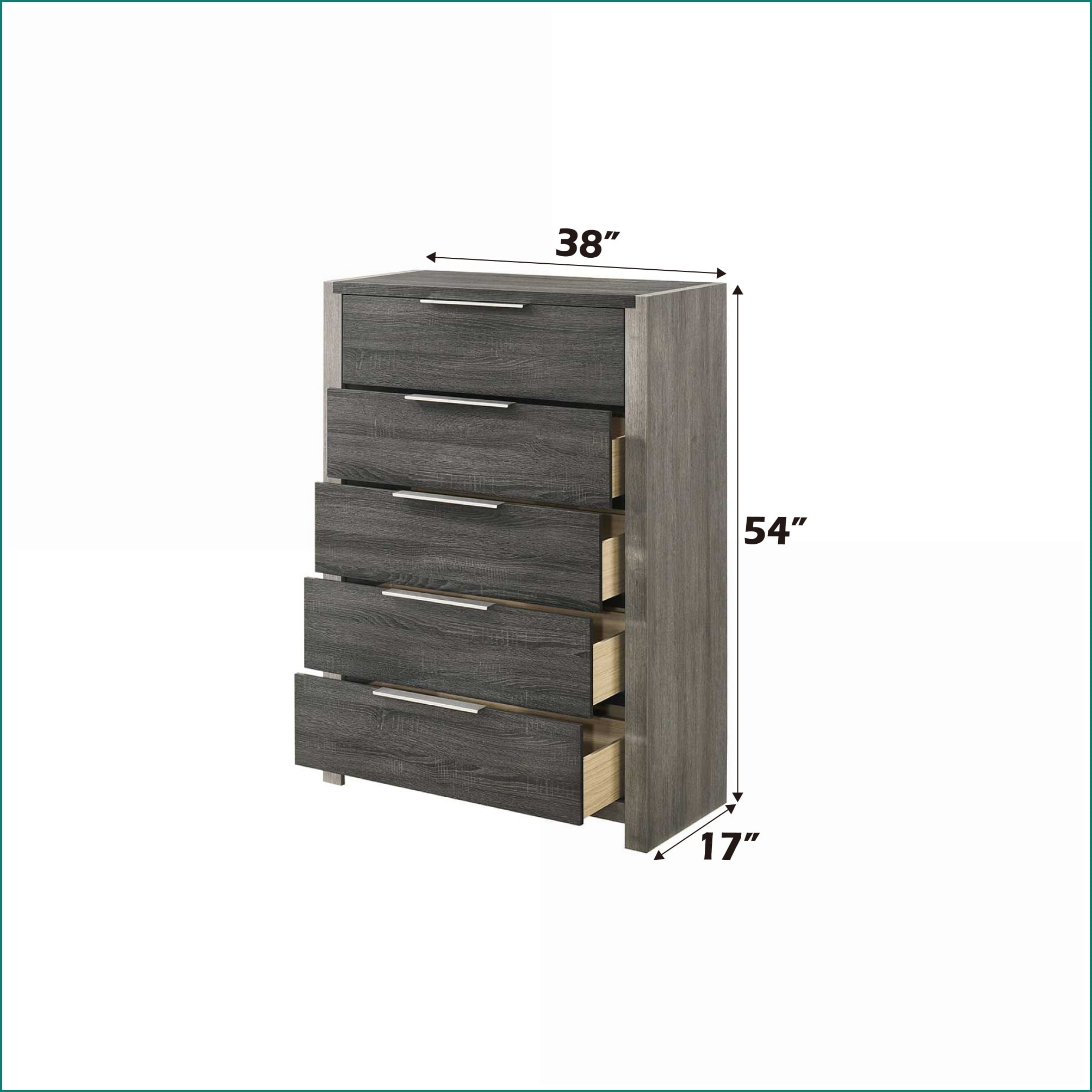 Chests & Wardrobes | 5-Drawer Gray Storage Chest | Gray | Synthetic Wood