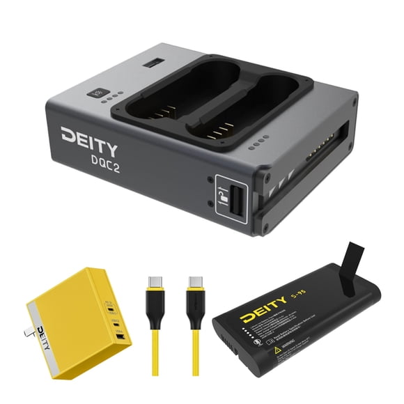 Cargador de batería Deity DQC2 Smart de 2 bahías con batería S-95 negro