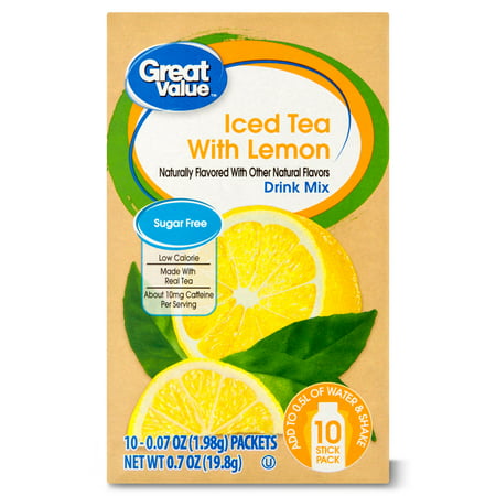 Great Value Iced Tea with Lemon Drink Mix, 0.07 oz, 10 Ct