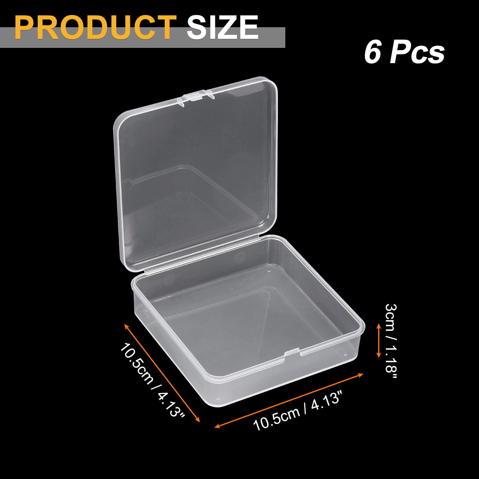 Uxcell 6 Pcs Mini Clear Plastic Containers Box, 4.1"x4.1" Square Holder Plastic Case