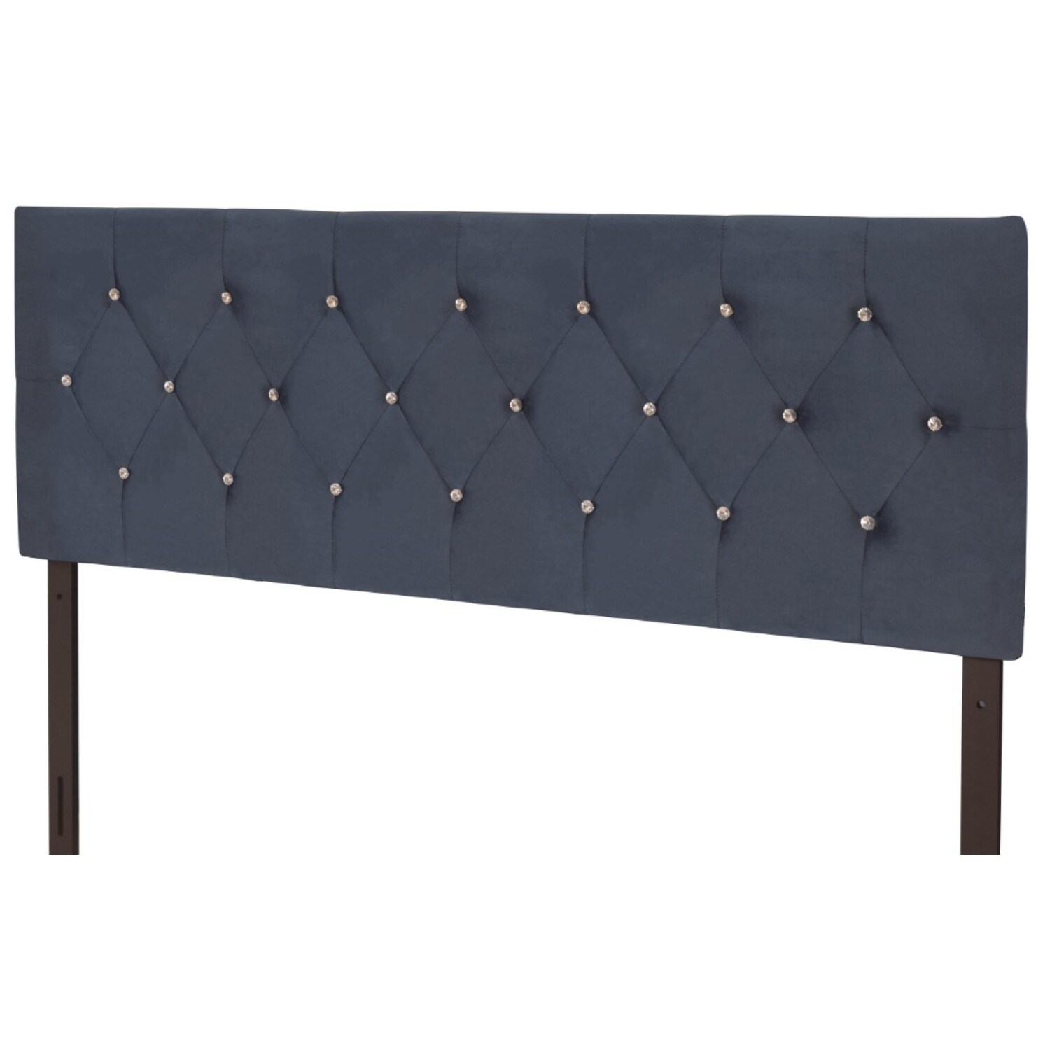 Home Design Concetta Twin Tufted Upholstered Adjustable Headboard, Blue, Velvet with Diamond Button Tufting, Modern Bedroom Furniture