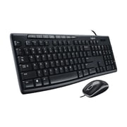 Logitech MK200 Media Combo, Keyboard/Mouse, Wired, USB, Black
