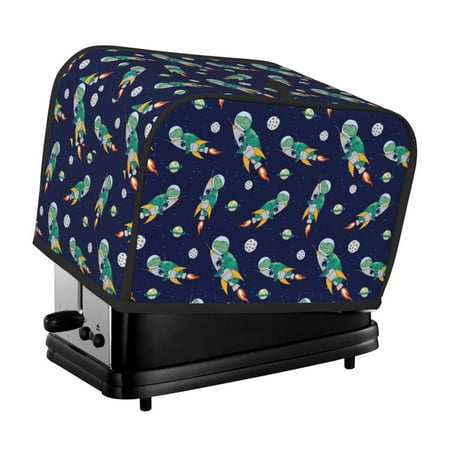 

KLL Astronaut Dinosaur Print 2 Slice Toaster Dust Covers Kitchen Small Appliance Cover with 2 Pockets Can hold Jam Spreader Knife & Toaster Tongs (11.4 x 7.9 x 7.5)