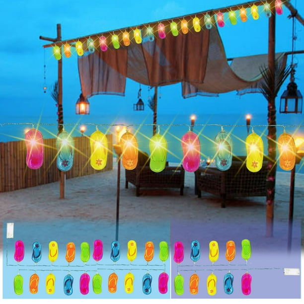 Xihbxyly Guirnalda de Luces Led con Forma de Pantuflas, Decoración Veraniega para Exteriores, Luces Led Coloridas para Jardín de Playa, Decoración Romántica para Patio, Iluminación para Dormitorio de