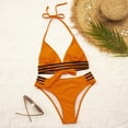 thumbnail image 6 of Sngxgn Women Tummy Control Swimsuit Push Up High Waisted Bathing Suit(Orange,S), 6 of 7