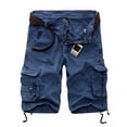 thumbnail image 2 of SOOMLON Running Short Comfortable Casual Shorts Summer Fashion Jogger Pocket Summer Shorts Beach Work Trouser Cargo Shorts Blue L, 2 of 4