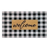 18 in. W X 30 in. L Black/White Checkers Welcome Coir Door Mat