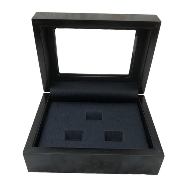 Vitrina para Anillos, Almacenamiento de Anillos de Madera, Forro de Cuero Sintético, Ventana Transparente, Resistente a Los Arañazos, Joyero Funcional 3 hoyos