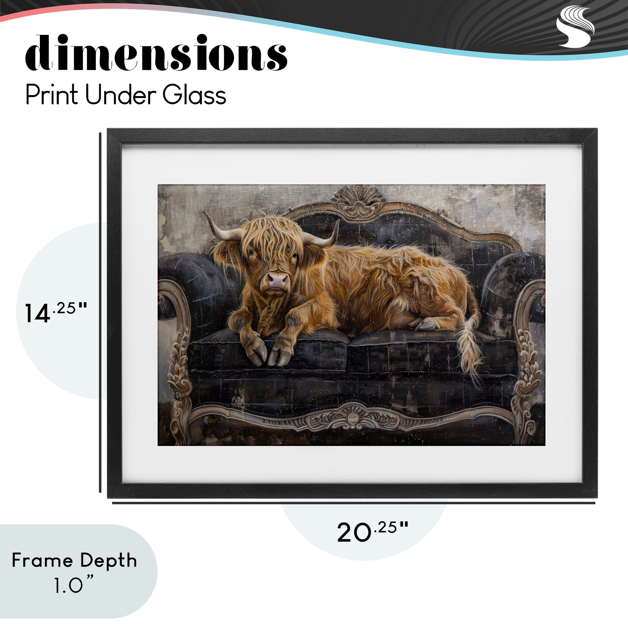 Stupell Industries Cozy Couch Highland Cow Black Framed Print Under Glass, design by Tina LeCour