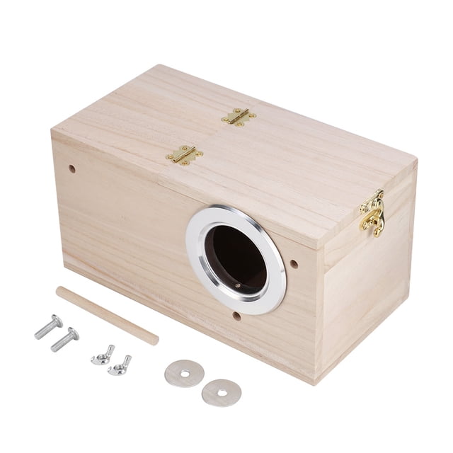 BRILLAR Nido de pájaro para mascotas de madera de calidad, caja de cría, accesorios para jaula para loros (apertura derecha)