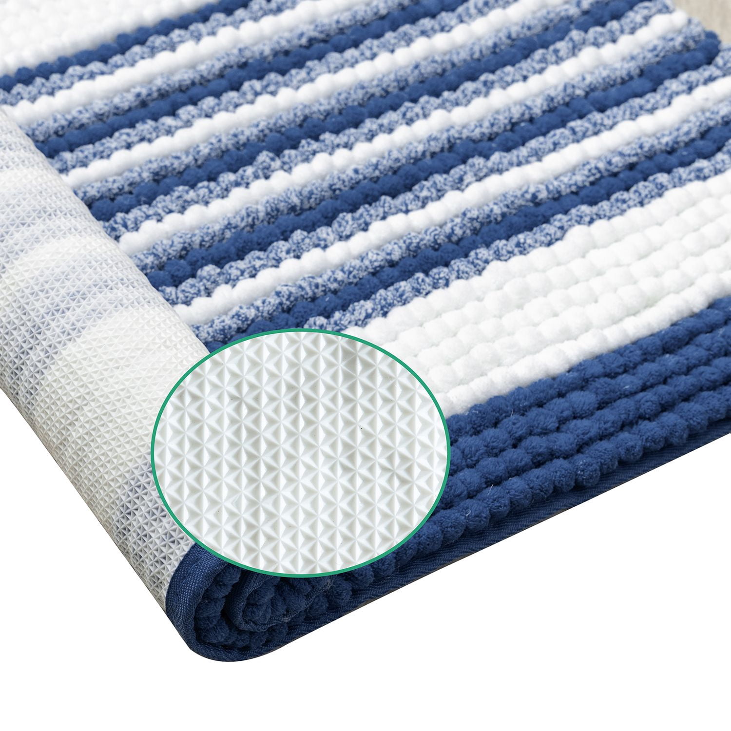 Phantoscope Bathroom Rugs 20 x 30 in, Quick Dry Soft Chenille Bath Mats with Non Slip Backing, Blue