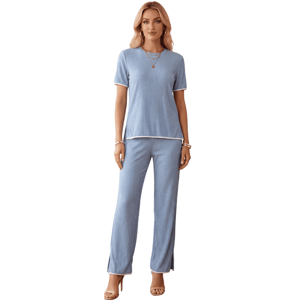 Conjunto 2 Piezas Casual Chic para Mujer, Blusa de Manga Corta y Pantalón Cómodo, Estilo Elegante y Sofisticado para Mujer