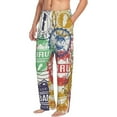 thumbnail image 2 of Easygdp Travel Stamp Men's Pajama Pant, Sleep Elastic Waistband Lounge Pants - Large, 2 of 9
