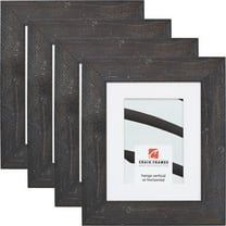 Craig Frames Hatteras, 10x13 inch Picture Frame Matted for a 7x10 Photo, Black, Set of 4