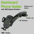 thumbnail image 2 of For Nokia C300/C110 - Dash Holder Car Mount, Cradle Rotating Dock Strong Grip for Nokia C300/C110 Phones, 2 of 7