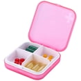 thumbnail image 1 of shiyou-Portable Pill Organizer - Slim Pill Box for Purse or Travel, Compact Pill Case(4 Compartment,Pink), 1 of 4