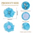 thumbnail image 2 of Chiffon Flowers Rhinestone Pearl Sewing Fabric Flowers Artificial Appliques Embellishments Lake Blue, 2 of 7