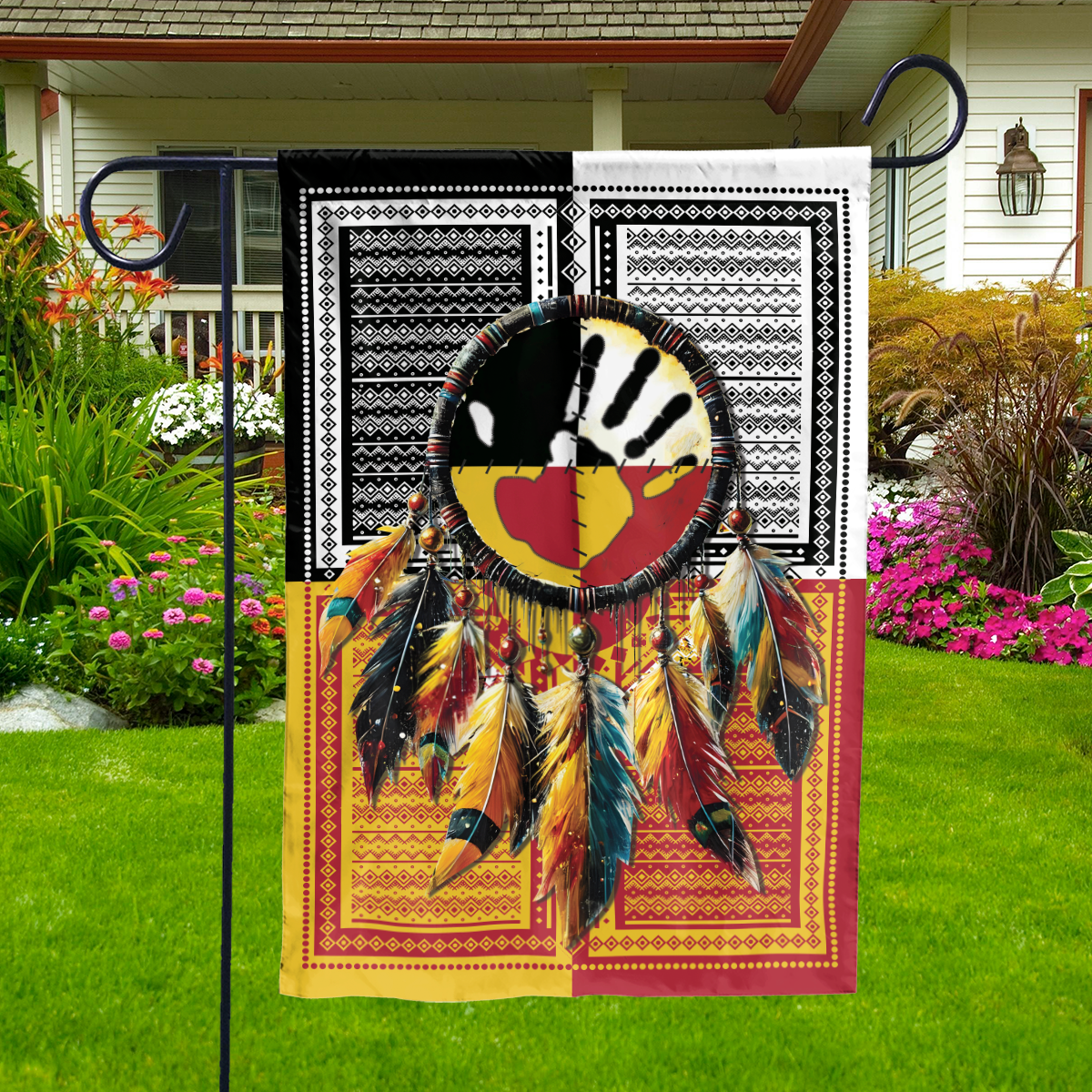 Lotusprinthandmade Native America Four Directions Pattern 100% Polyester Garden Flag 12x18 inches