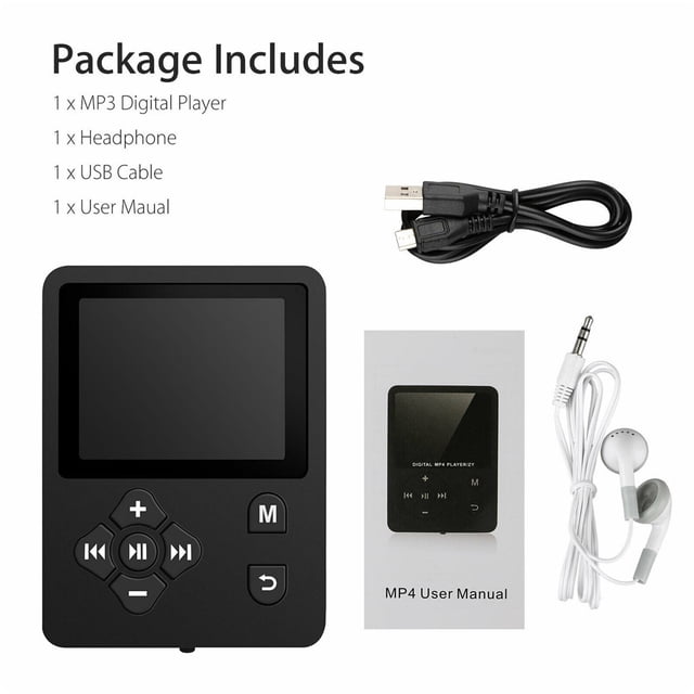 Mini Music Player with 1.8 Inch TFT Screen Portable Button Control Digital MP3 FM Sound Recorder, Black,Maoww