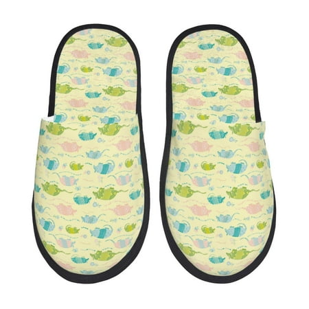 

Fuzoiu Armadillo Floral Print Unisex Furry Slippers Plush Indoor Shoes Trendy House Slippers Anti-Skid EVA Sole House Shoes for Home Office and Travel -Large