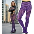 thumbnail image 3 of ToBeInStyle Womens Colorful Opaque Striped Tights Pantyhose Stocking Hosiery - Black/Purple - One Size, 3 of 6