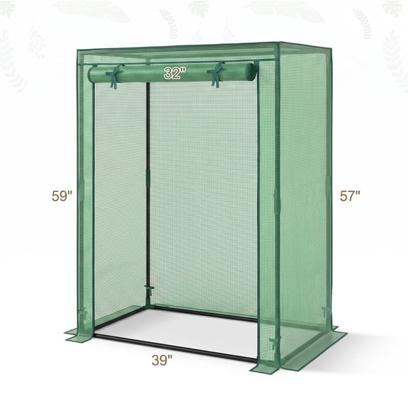 Biotree Portable Mini Greenhouse with Roll-Up Zippered Door, Rustproof Metal Frame PE Cover Plant Grow House for Outdoor Indoor Garden Patio Balcony, Tool-Free, Green