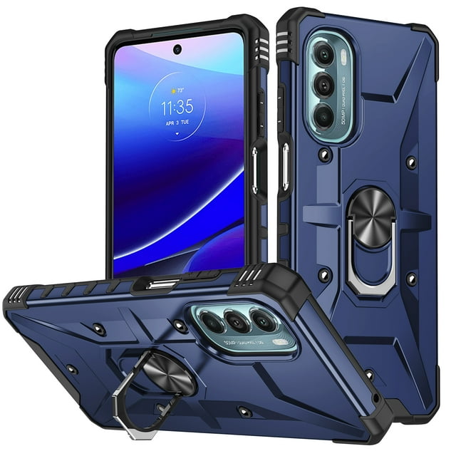 Heavy Duty Rugged Case for Motorola Moto G 5G (2022) 360° Rotation Ring Holder Kickstand Function Anti-Slip Work with Magnetic Car Mount Shockproof Protective Case, Black