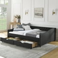 thumbnail image 2 of Sofa Beds Queen Size Daybed with Drawers Upholstered Tufted Sofa Bed,,with Button on Back and Copper Nail on Waved Shape Arms(84.5"x63.5"x26.5"),Indoor Sofa Beds, 2 of 17