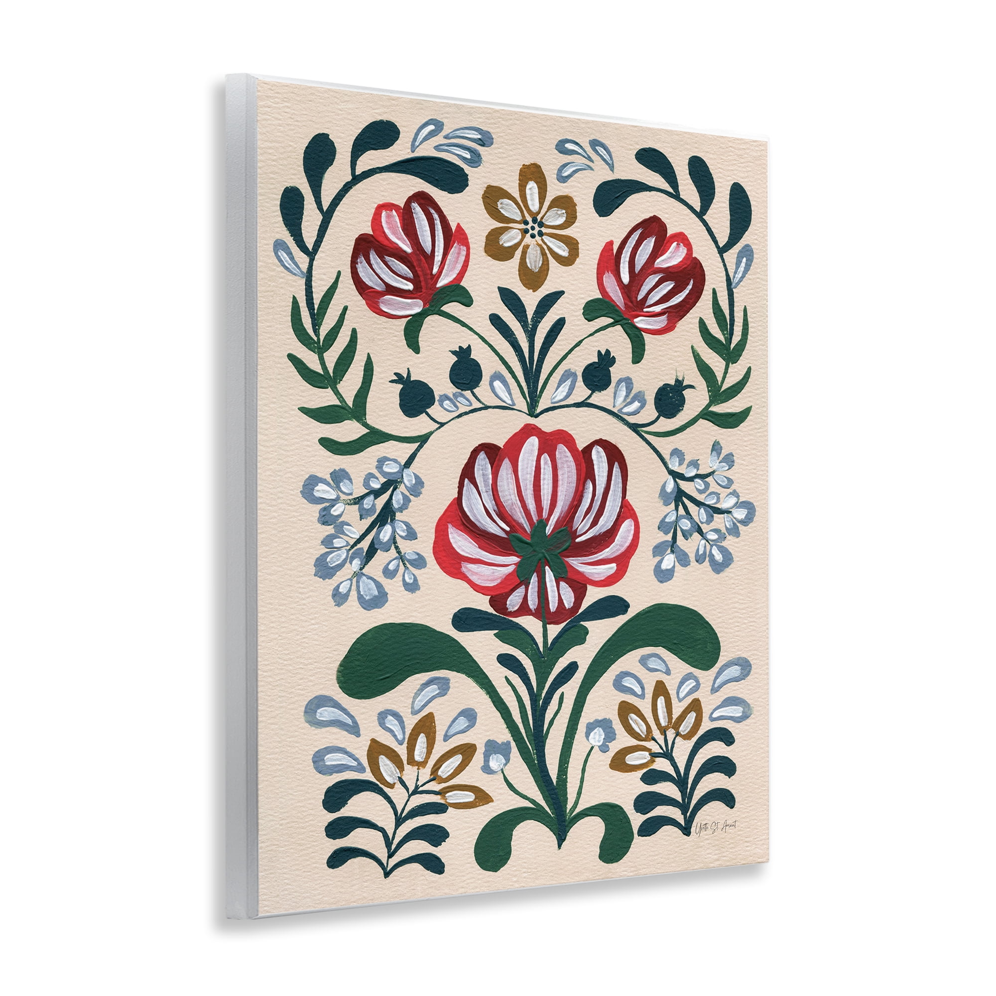 Stupell Industries Boho Folk Florals Botanical & Floral Painting Unframed Art Print Wall Art, 11 x 14