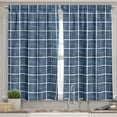 thumbnail image 2 of Ambesonne Navy Blue Valance & Curtain, Stripes in Squares, 55"x45", Night Blue and White, 2 of 6