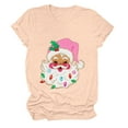 thumbnail image 5 of larppty Santa Face Printed Retro Christmas Xmas Holiday T-Shirt for Women (Light Yellow, XL), 5 of 6