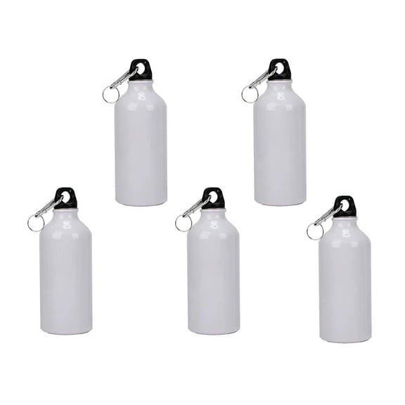 INTBUYING 5pcs 500ml Aluminium Water Bottle with Safe Lock White