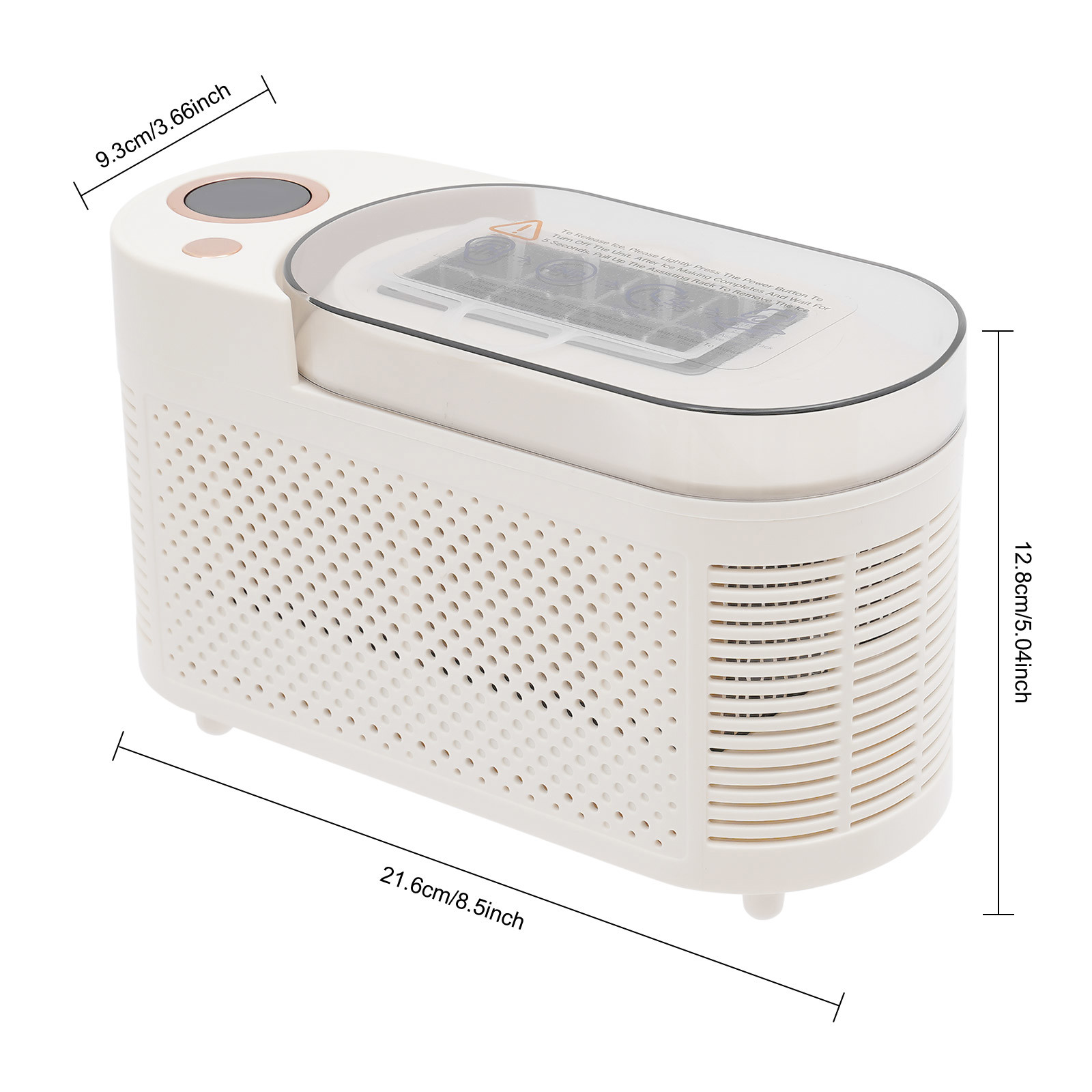 8.5*3.66*5.04 in Modern White Mini Countertop Compact Ice Machine for Home Kitchens, Outdoor Spaces