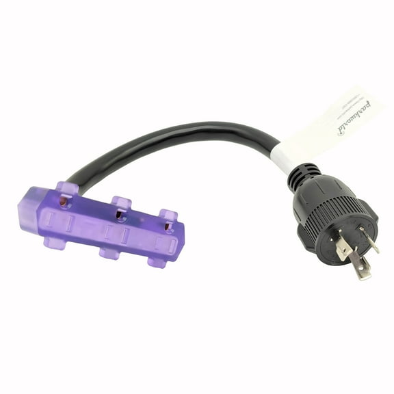 Parkworld 61414A AC Power Adapter Cord NEMA L5-30P Male to (3)5-15R Household Tri Outlet 15 AMP Female x3, 125 Volt 1.5FT