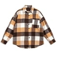 thumbnail image 2 of gbyLJF Women's Plaid Flannel Shirt Jackets Plaid Button Down Long Sleeve Cardigan Loose Fit Fall Collared Shirts, 2 of 6
