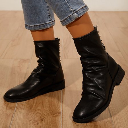 

ZMHEGW Women Boots Ankle Ladies Short Leather Boots Shoes