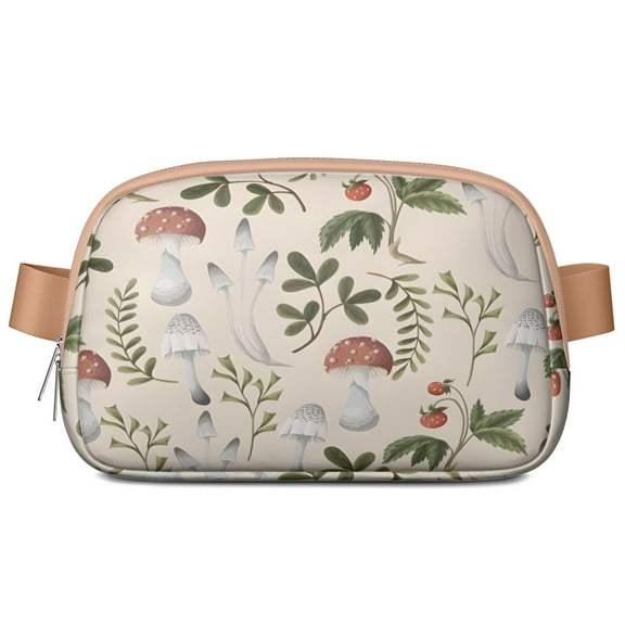 Fanny Pack with Magical Cottagecore Mushroom Pattern – Waterproof Hands-Free Belt Bag for Women Men, Ideal for Outdoor Running, Festival, Travel