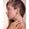 thumbnail image 2 of SNGIA 18K Gold Plated Tiger Eye Interlock Stud Earrings for Women, Round Statement Design, 2 of 5
